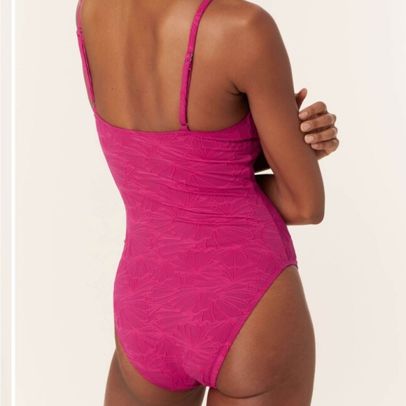 New Andie The Amalfi One Piece Lava Pink textured swimsuit adjustable straps L - Picture 2 of 13